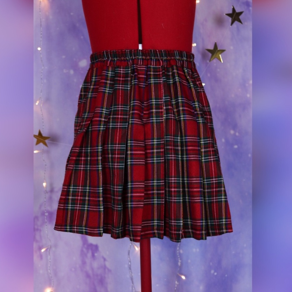 Authentic Japanese red plaid school girl skirt